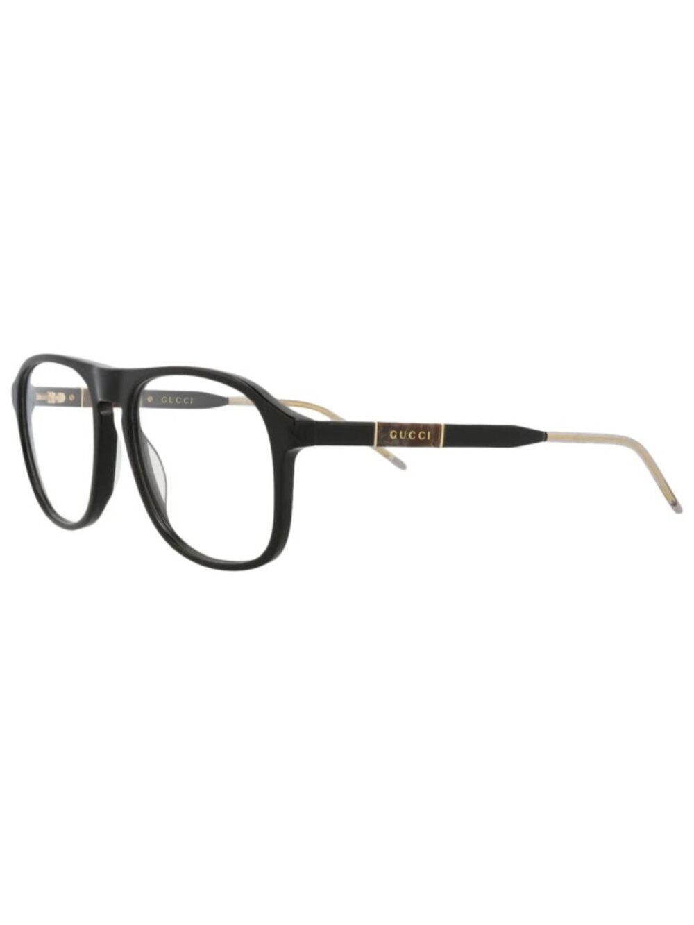 New Gucci Women's Eyeglasses Aviator Acetate Frame Mens Black Black Transparent